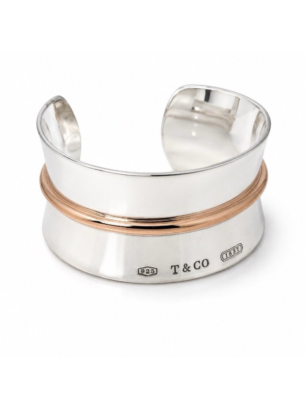 6.25" Tiffany & Co. 1837 Extra Wide Cuff Bracelet / Sterling Silver & Rubedo